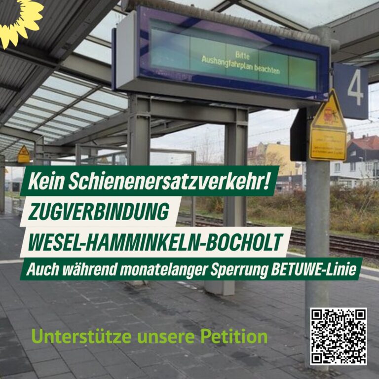 Online-Petition: Aufrechterhaltung der Zugverbindung zwischen den Bahnhöfen Bocholt und Wesel bei Streckensperrungen der Betuwe-Linie